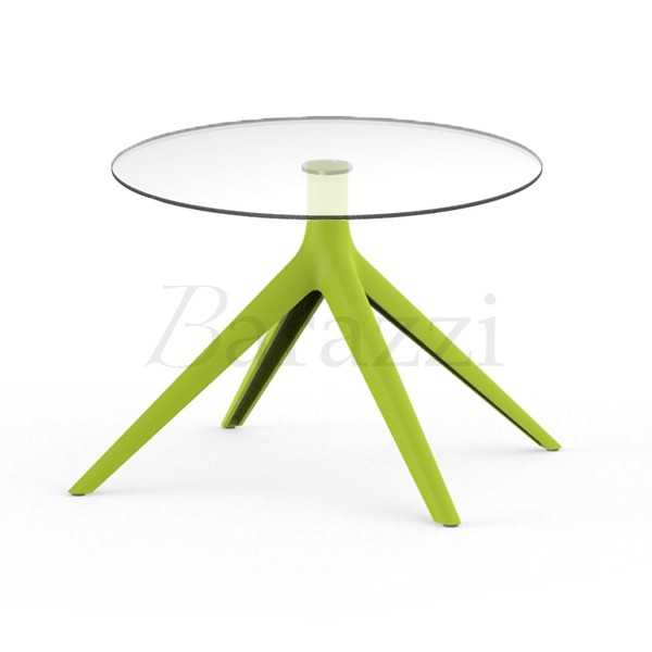 Petite Table Ronde en Verre MARI-SOL 4 pieds couleur Pistache pour usage Interieur et Exterieur