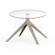 Petite Table Ecrue MARI-SOL 4 pieds Plateau Rond en Verre Trempe