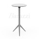 Table Haute Ronde MARI-SOL Pietement couleur Acier Base Trepied et Plateau Blanc a bord Noir Mobilier Ultra Resistant