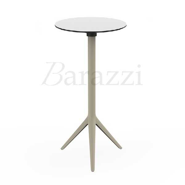 MARI-SOL Ecru High Bar Restaurant Table with White with Black Edge Round Table Top Made in Europe