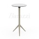 MARI-SOL Ecru High Bar Restaurant Table with White with Black Edge Round Table Top Made in Europe
