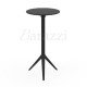 MARI-SOL Black High Bar Restaurant Table with Black Round Table Top for intensive use