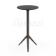Table Haute Bar Bronze MARI-SOL Structure Trepied avec Plateau Rond en HPL Noir usage Interieur et Exterieur