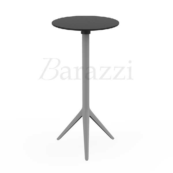 MARI-SOL Steel color High Bar Table with Black Round Table Top for intensive use