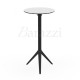 Table Mange Debout MARI-SOL Trepied Noir et Plateau Rond Blanc a bord Noir pour Interieur et Exterieur