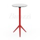 MARI-SOL Red High Bar Restaurant Table in powder coated Aluminium and White with Black Edge Round Table Top