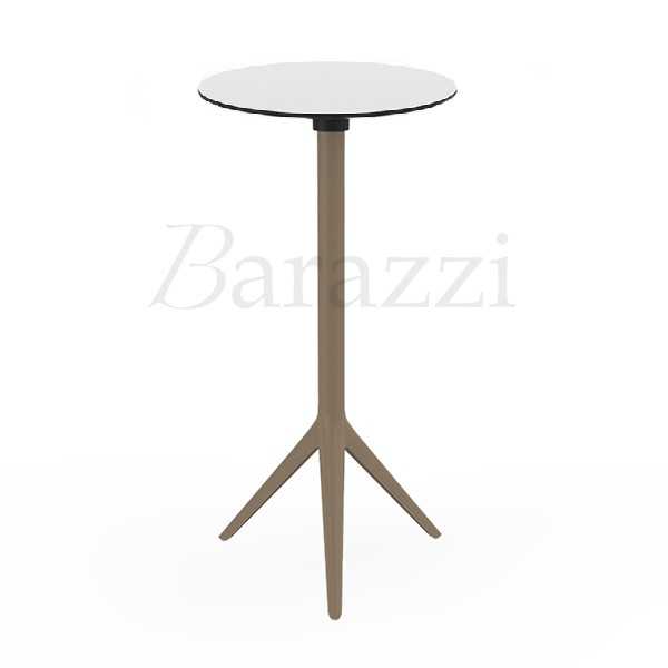 Table Haute Mange Debout MARI-SOL Pietement Trepied Sable et Plateau Blanc a bord Noir pour les Professionnels CHR