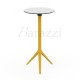 MARI-SOL Aluminium and HPL Round High Bar Table Mustard Structure and White with Black Edge Top