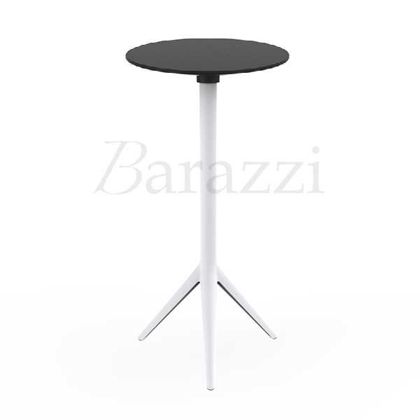 Table Haute Mange Debout Design MARI-SOL 3 Large Pietement Blanc et Plateau Rond Noir