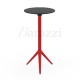MARI-SOL Red High Bar Table with Black Round Table Top Clean and Modern Design