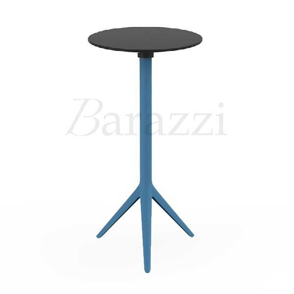 MARI-SOL Blue High Bar Table with Black Round HPL Table Top for Bar Hotels Restaurants