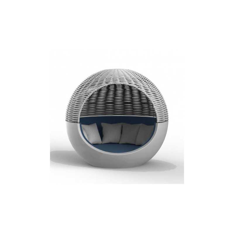 Lacquered Lounge Chair with Braided Umbrella DAYBED Moon by Vondom