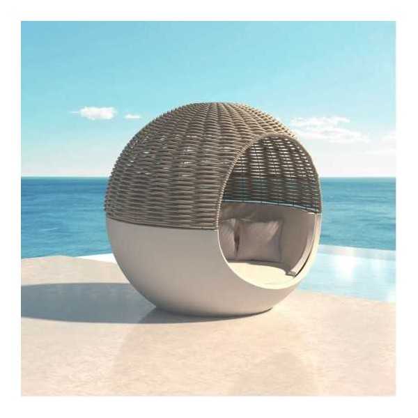 ULM MOON DAYBED Matte Braided Ecru Umbrella - Round Transat - Vondom