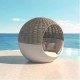 ULM MOON DAYBED Matte Braided Ecru Umbrella - Round Transat - Vondom