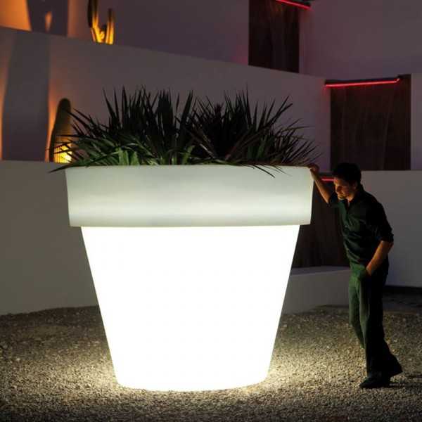 Pot de fleur Carré 80x80x80 cm, Lumineux à Leds Blancs, Vondom