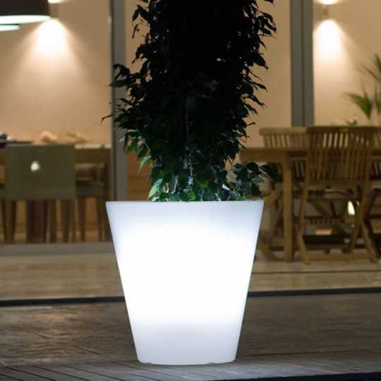 Pot de fleur extérieur lumineux cylindre FICUS 60 LED blanc froid 9L