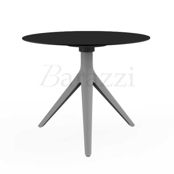 MARI-SOL Round Table Steel Color 3-Leg Base and Black Table Top for Indoor or Outdoor Use