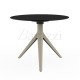 Table Basse a Trepied MARI-SOL Ecrue et Plateau Noir Usage Professionnel