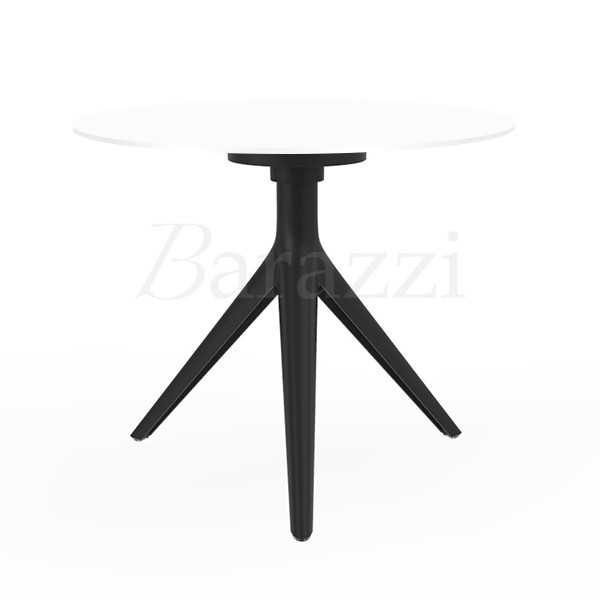 MARI-SOL Round Table Black 3-Leg Base and White HPL Table Top for Hotels Bars Restaurants