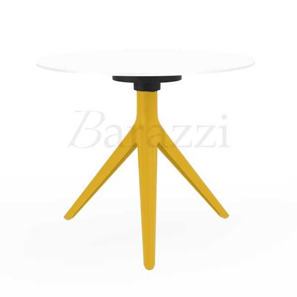 MARI-SOL Round Table with 3 Legs Mustard Structure White Table Top Made in Europe