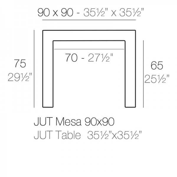 JUT square table lacquered finish - Vondom