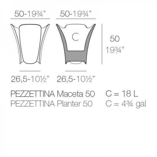 PEZZETTINA design flower pot with matte finish (50x50x50 cm) - Vondom Potty - Matte Finish Design Potty - Vondom