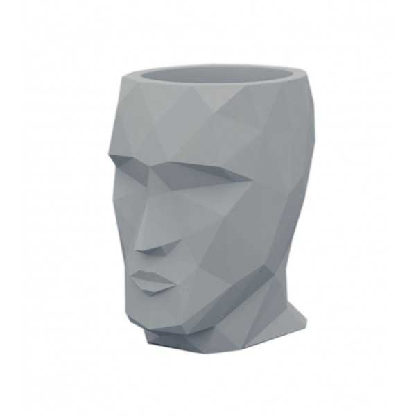 Large Flower Pot in the shape of a head - Grey Steel - ADAN 100