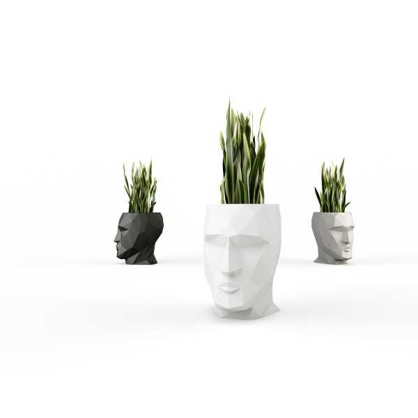 Small flower pot in the shape of a head - White - NANO ADAN