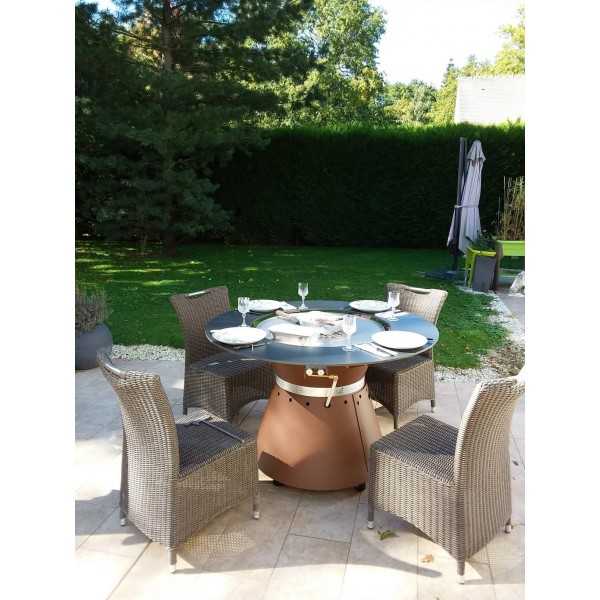 Table terrasse de restaurant brasero plancha FUSION MEDIUM GAZ de VULX