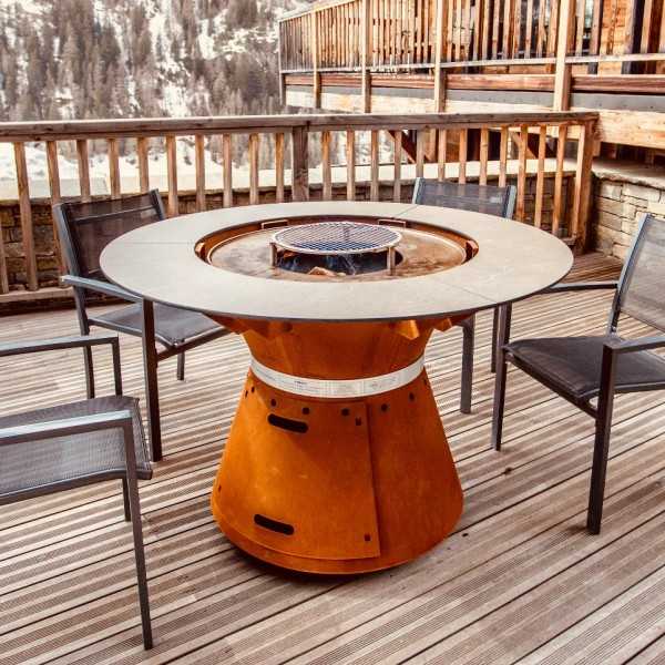 Outdoor Grill Table Fusion Medium Wood and Gas For 8 Persons