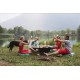 FUSION LOW WOOD & GAS - Outdoor Fire Pit BBQ Table Grill For 8 Persons