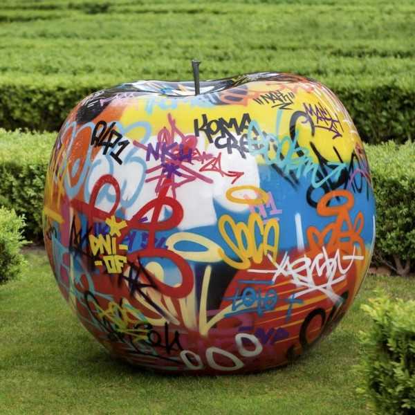 Large Apple Sculpture Apple Graffiti Bull and Stein diameter 120 cm