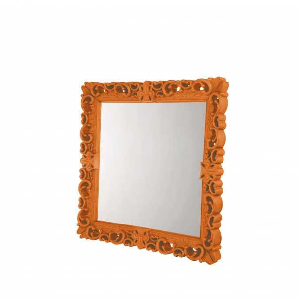 MIRROR OF LOVE L Pumpkin Orange Grand Miroir Neo Baroque Design Carré