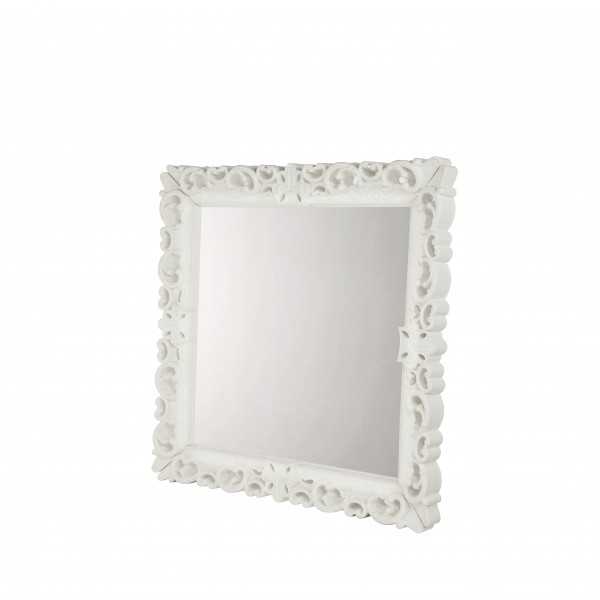 MIRROR OF LOVE L Milky White Grand Miroir Laqué Neo Baroque Design Carré