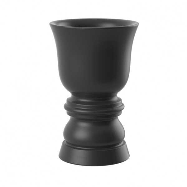 lacquered cup shaped outdoor pot anthracite