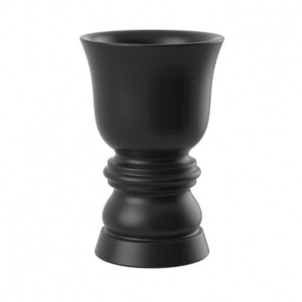lacquered cup shaped flower pot black
