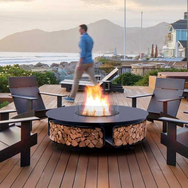 Round Outdoor Pire Table GIRO 135 - Luxury Outdoor Wood Burning Circular Fire Pit
