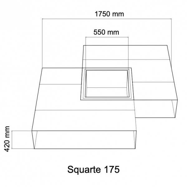 Dimensions SQUARTE 175 - Brasero d'extérieur, brasero de jardin, brasero de terrasse, Brasero Design, Foyer En Acier, Firatini