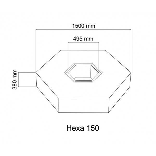Dimensions HEXA 150 Brasero Hexagonal - 1500x1350mm H 380mm