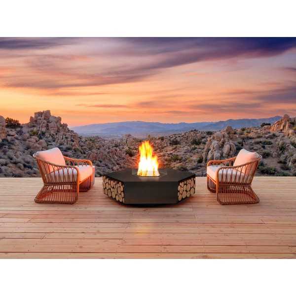 Hexagonal Black fire pit HEXA 150 - Ultimate High End Fire Pit For Winter Evenings