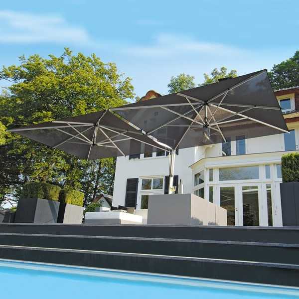 Doppio Double Offset Terrace Umbrella for Professional Use