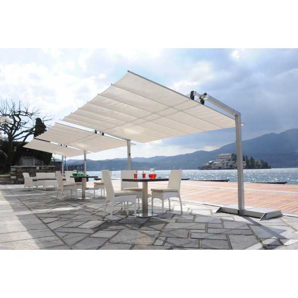 Flexy Freestanding Awning with Silver Structure and Modular Canopies to combine for Outdoor Areas