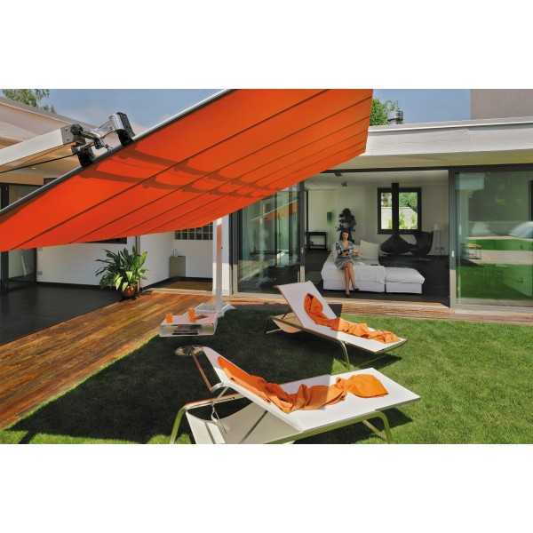 Parasol Rectangulaire avec Store Inclinable et Deux Mats Latéraux en Aluminium Blanc