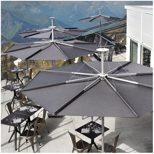 INFINA ROUND 300 - Parasol Plat Vent Fort Pied Central Rond 300cm