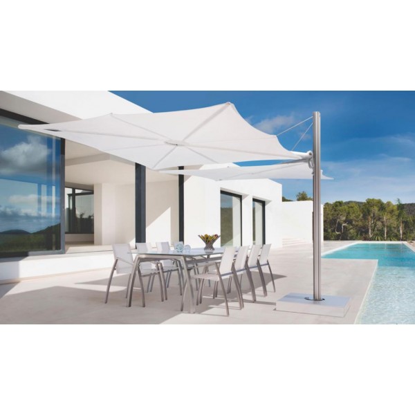 Premium class umbrella with central pole and two square canopies 560 cm Umbrosa