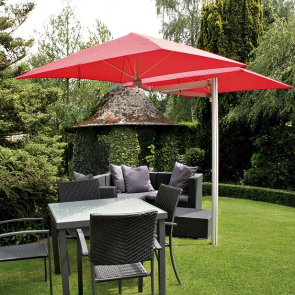 Parasol Mat Central Rectangulaire Double Toiles Carrées PARAFLEX DUO 380 x 190