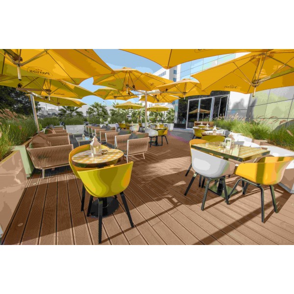 Parasol Haut de Gamme Mat Central Quatre Toiles Hexagonales PARAFLEX MULTI 600 x 600 cm