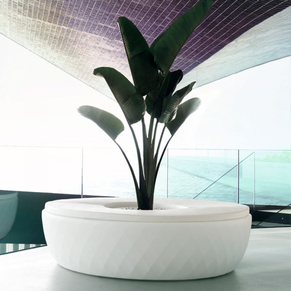 VASES ISLAND LED WHITE - Planter With Bench