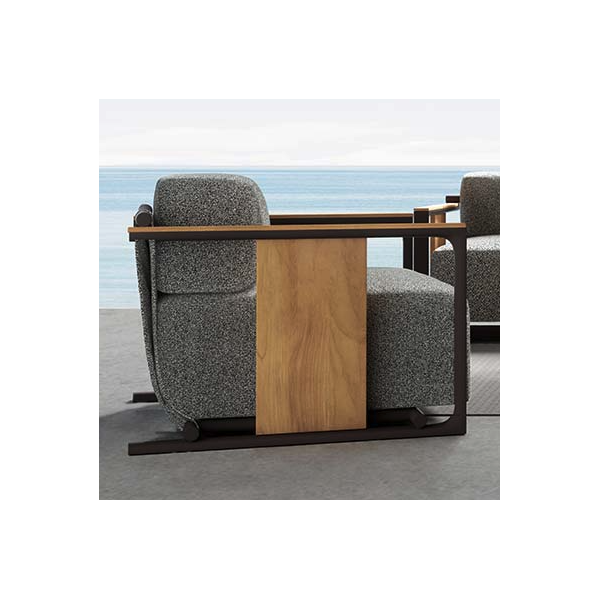 TULUM - Soft Armchair With Metallic & Wood Armrests - Vondom