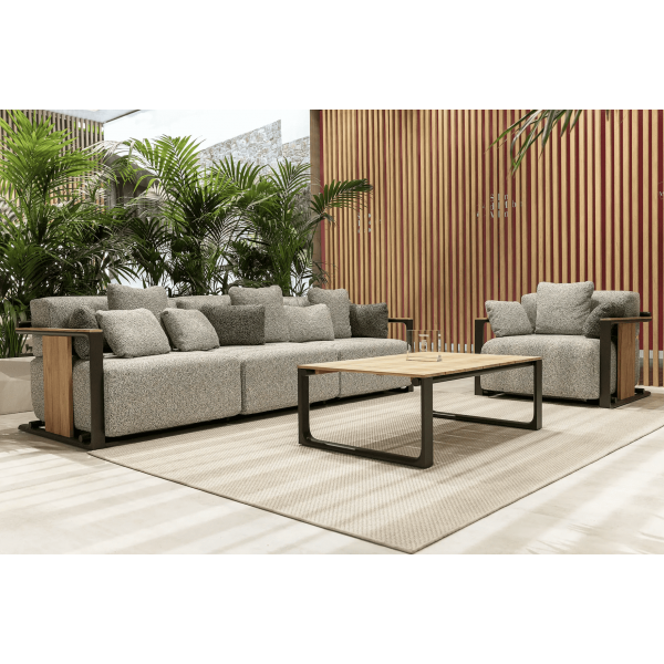 High Class Outdoor Armchair With Confortable Seating And Wood Metallic Armrests VONDOM TULUM Lounge
